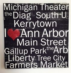 a black and white sign that says michigan theater, the digag south - u, kertown, ann arbor, main street, gatlop park, liberty tree