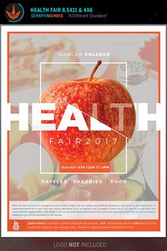 the health flyer is shown with an apple and vegetables