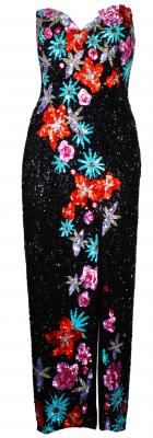 Bob Mackie 1980's floral sequin gown. 80s Glamour, Ruby Red Slippers, Will Be Back Soon