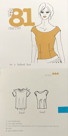 the front and back of a sewing pattern for a women's top with short sleeves