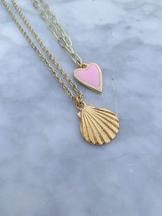 preppy gold simple stackable pink heart  On gold chain! Pink Heart Necklace With Adjustable Chain, Pink Heart Pendant Necklace With Adjustable Chain, Pink Heart Charm Necklace With Adjustable Chain, Trendy Gold Heart Charm Necklaces, Trendy Gold Heart Charm Necklace, Trendy Gold Charm Necklaces For Valentine's Day, Trendy Pink Gold Plated Jewelry, Trendy Pink Gold-plated Jewelry, Trendy Heart-shaped Gold Chain Necklace