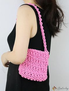 BirdinBag - 2023 Stylish Woven Womens Shoulder Bag for Fashionable Vacations 2023 Vacation, Bags Pattern, New 2023, Plain Style, Word Wrap, Orange Bag, Crochet Bag Pattern, Woven Design, Vacation Style