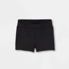 the black shorts are on display against a white background and there is no image to describe