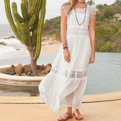 This Dress Is Gorgeous And Stunning Dreamy Flowy And Airy White Sleeveless Maxi Dress With Lace Inset Details. This Dress Does Not Come With A Slip. Fabric Is Viscose. Zips On The Back. I Love It So Much That I Kept One For Myself! And I Added A Few Pics For You To See. If You Like: #Blogger Styles Free People Madewell Asos H&M Zara Gap Vans Victoria's Secret Colombia Calvin Klein Ralph Lauren Rag & Bone All Saints Michael Kors Coach Birkenstock Cabela's Silent D Tommy Hilfiger Express Ray-Ban D Beach Maxi Dress With Lace Patchwork, Casual White Maxi Dress For Beach Wedding, Summer Bohemian Maxi Dress With Lace Patchwork, Bohemian Summer Maxi Dress With Lace Patchwork, Bohemian Maxi Dress With Lace Patchwork For Summer, Bohemian Lace Beach Dress For Summer, Flowy Lace Maxi Dress For Beach, Bohemian Beach Cover-up Dress With Lace Patchwork, Maxi Length Boho Dress With Lace Trim