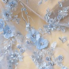 3D Flower Blue Lace Tulle Crystal Blossom Lace Fabric by Yard - Etsy Blue Flower Wedding Dress, Blue Lace Dresses With Floral Applique, Blue Lace Dress With Floral Applique, Blue Tulle Fabric With Floral Embroidery For Wedding, Blue Floral Embroidered Tulle Fabric For Wedding, Blue Lace Tulle Fabric For Party, Blue Lace Tulle Fabric With Floral Embroidery, Bridgerton Blue, Tasman Uggs