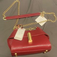 Brand New, Tags And Original Packaging. Evening Burgundy Satchel With Gold-tone Hardware, Red Satchel With Gold-tone Hardware Modern Style, Modern Red Satchel With Gold-tone Hardware, Modern Red Bag With Metal Hardware, Red Leather Satchel With Metal Hardware, Modern Red Shoulder Bag With Metal Hardware, Red Shoulder Bag With Metal Hardware For Evening, Evening Red Shoulder Bag With Metal Hardware, Red Evening Shoulder Bag With Metal Hardware