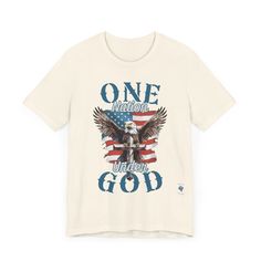 Wear your faith and patriotism boldly with our "One Nation Under God" patriotic T-shirt. It features a striking design of an American Bald Eagle, a Cross, and the iconic American flag. Crafted from Bella Canvas 3001 T-shirt blanks, this premium garment offers unmatched comfort and style. The symbolic design embodies the unity of faith and national pride, with the Bald Eagle symbolizing strength and freedom standing behind the Cross, a testament to our nation's foundation on Christian principles. American Bald Eagle, Solomon Islands, Cayman Islands, First Nations, Mauritius, Pitcairn Islands, Mozambique, Maldives, Bald Eagle