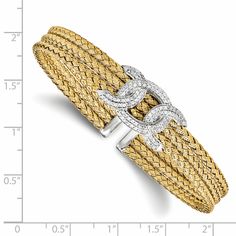 Leslie's Sterling Silver Gold-tone Cubic Zirconia Woven Cuff Contemporary Fine Jewelry, Womens Rings Fashion, Fine Silver Jewelry, Gold Bracelet For Women, Gold Necklace Women, Gold Plated Bracelets, Woven Design, Jewelry For Her, Silver Cuff Bracelet