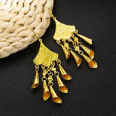 Material: Alloy Style: Ethnic Style Bohemian Earrings, Ethnic Style, Leaf Pendant, Vintage Bohemian, Watch Necklace, Gold Fashion, Ear Jewelry, Ethnic Fashion, Pendant Earrings