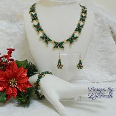 DIGITAL DOWNLOAD ONLY - does NOT include actual pendant or materials. This tutorial is for a festive Holiday Necklace, Bracelet, and Earrings! You'll need lots of SuperDuo beads and some 4mm Red Pearls along with Galvanized Gold Seed Beads. It's not a hard set to make with lots of it being repetitive. The necklace is about 19 inches long but is easy to make shorter or longer. The earrings are about 1 1/2 inches long with the bracelet being 7 1/2 but can also be adjusted for size. It's one of tho Handmade Jewelry For Holiday Celebration, Handmade Holiday Jewelry For Celebration, Handmade Jewelry For Christmas Celebration, Festive Beaded Holiday Jewelry, Beaded Jewelry For Christmas Gift, Beaded Jewelry Christmas Gift, Christmas Beaded Jewelry Gift, Handmade Round Beads Jewelry For Holiday, Beaded Jewelry For Christmas Celebrations