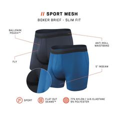 Our 2 Piece Solid Sports Mesh Boxer Brief Set is the ultimate choice for active individuals who seek both style and performance. The solid color design adds a touch of sophistication making them suitable for various occasions. Elevate your athletic experience with this product and enjoy the perfect blend of style and functionality. Features: Machine wash Men’s boxer briefs 2 pack: Bold, bright, and brilliantly comfortable, this pack of 2 boxer briefs is underwear for men with a sense of style and a need for everyday comfort. Slim fit: Ideal for layering, the form-fitting boxer briefs are made from super soft fabric and designed with no fly and a 5” seam for a comfortable no-fuss fit. Ballpark support: Our boxer briefs come equipped with the patented BallPark Pouch to reduce friction and ke Boxer Briefs, Soft Fabric, 2 Pack, 2 Piece, Soft Fabrics, Color Design, Layering, Sense, Slim Fit