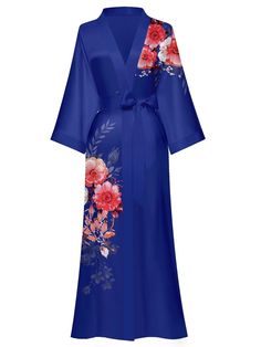 PRICES MAY VARY. Material:The long satin kimono robe is made of charmeuse satin,provides you a comfortable touch and also have enough free space. Size:49” at chest and hip,52” in length (±0.7” deviation is allowed due to manual measurement);One size fits most. Design:Floral long kimono robe consist of Poetic Chinese watercolour painting,belt loops and inside ties.You can wear it from morning to night in late spring,early summer or autumn. Features:Silk kimono robe length to ankle,removable waist Long Satin Robe With Satin Finish, Long Satin Kimono For Wedding Night, Satin Kimono Robe With Satin Finish, Satin Robe With Kimono Sleeves, Satin Kimono Sleeve Robe, Spring Satin V-neck Robe, Satin Wrap Robe With Satin Finish, Wedding Wrap Kimono In Satin, Wedding Satin Wrap Kimono