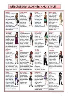 a poster with clothes and styles for different types of women's clothing on it