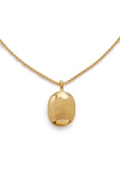 Crafted from 18-karat recycled gold, this minimalist locket necklace makes a stunning keepsake that can be engraved inside and out. Exclusive US retailer 15 3/4" length; 2" extender; 3/4" x 1/2" pendant 18K recycled gold Imported Recipient of the Butterfly Mark certification, which identifies luxury brands that adhere to social and environmental best practices This brand meets Nordstrom Responsible Brands criteria: brand adheres to responsible social and environmental practices Small Gold Locket, Sun Locket, Gold Necklace With Pendant, Unique Locket, Real Gold Necklace, Locket Design, Gold Locket Necklace, Vintage Locket, Metal Tag