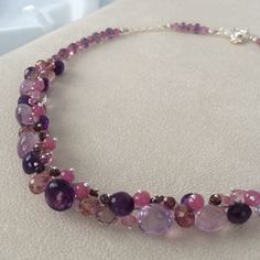 Gemstone Necklace in Sterling Silver Moss Amethyst by blueeasel Bouquet Of Red Roses, Morganite Gemstone, Quartz Pink, The Color Pink, Pink Topaz, The Nile, Vermeil Jewelry, Elegant Necklace, Aquamarine Gemstone