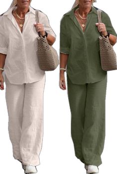 Casual Relaxed Fit Pant Set With Pockets, Casual Ankle-length Pants Sets For Work, Casual Relaxed Fit Pant Set For Work, Spring Casual Relaxed Fit Pant Set, Casual Summer Pant Set For Workwear, Summer Workwear Pant Set With Relaxed Fit, Summer Workwear Relaxed Fit Pant Set, Summer Relaxed Fit Pant Set For Workwear, Casual Solid Color Wide-leg Pants Set