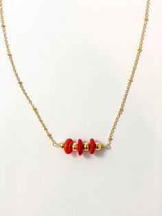 Crimson Beaded Necklace - Tacklebox Adjustable Gold Beaded Necklaces With Wooden Beads, Chic Gold Necklaces With Round Beads, Elegant Beaded Necklaces With Gold Beads, Chic Beaded Chain Necklaces For Gifts, Chic Beaded Necklaces For Gifts, Elegant Long Beaded Necklace With Wooden Beads, Chic Beaded Necklace For Gift, Chic Gold Necklace With Round Beads, Elegant Gold Jewelry With Wooden Beads