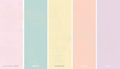 pastel color swatches with the words cotton candy written on them