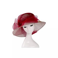 Product Descriptions: --Two Style In One Hat: The Big Flower Of The Hat Can Be Removed, So Can Be Used As Organza Church Derby Hat, Or Used As Fascinator With Clip. --This Wide Brim Hat Has A Brim That Is 5.1 Inchs All The Way Around, Fit For Head Circumference About 23 Inchs. --Which Has A Small Elastic Sweatband Inside In Order To Give It A Big Size Range. --When The People Who Has A Small Headsize Can Pulled The Elastic Band To Offer A Smaller Size. --Classic Design Is Timeless, Organza And G Red Brimmed Sun Hat For Party, Red Summer Hats For Garden Party, Red Mini Hats For Spring Beach Outings, Red Mini Hats For Beach In Spring, Red Short Brim Sun Hat For Party, Elegant Red Sun Hat For Beach, Red Hats For Spring Garden Party, Red Summer Fascinator, Red Summer Fascinator With Short Brim