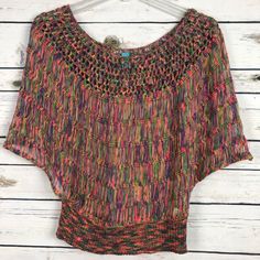 Nwot Urban Mango Ladies Small Colorful Crochet Short Sheer Shawl Sweater With Wide Open Short Sleeves! (A13) 65% Cotton And 35% Polyester 18” Pit To Pit 22” Shoulder To Hem Sheer Shawl, Shawl Sweater, Colorful Crochet, Crochet Short, Small Crochet, Colorful Sweaters, Shawl, Scoop Neck, Mango