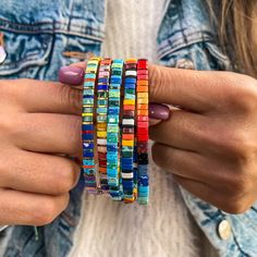 Stretch Beaded Bracelets Stretch Colored Beads Bracelet - Etsy Cheap Multicolor Stackable Bracelets, Multicolor Friendship Bracelets With Spacer Beads As Gift, Adjustable Multicolor Beaded Bracelets With Letter Beads, Colorful Beaded Adjustable Bracelets, Multicolor Beaded Wrap Bracelet As Gift, Multicolor Heishi Beads Friendship Bracelet Gift, Trendy Heishi Beads Bracelet, Multicolor Beaded Friendship Wrap Bracelet, Hand-strung Multicolor Beaded Bangle