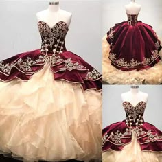 Burgundy Ball Gown, Quinceanera Dresses Mexican, Vestido Charro, Quince Decor, Xv Dresses, Dress With Applique, Quincenera Dresses, Mexican Quinceanera, Mexican Quinceanera Dresses