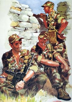 French paratroops of the 8th Airborne Regiment in Algeria, Algerian War British Royal Marines, Military Illustration, British Army Uniform, Military Photography, Military Drawings, British Armed Forces, Military Artwork, Combat Art