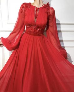 Lovely Amaranth Gown – Teuta Matoshi Luxury Long Sleeve Holiday Dresses, Red A-line Gown For Party, Red Long Sleeve Banquet Dress, Luxury Long Sleeve Dress With Sheer Sleeves, Glamorous Red Dress For Banquet, Red Fitted Long Sleeve Party Dress, Fitted Red Long Sleeve Dress For Party, Fitted Long Sleeve Red Dress For Party, Elegant Red Gown For Banquet