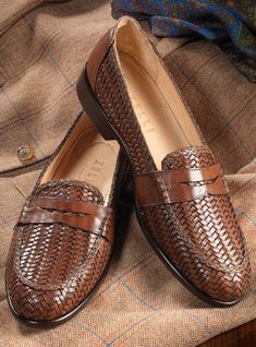 The Woven Loafer in Cognac Classic Woven Leather Loafers With Round Toe, Classic Formal Moccasins With Woven Sole, Classic Leather Loafers With Woven Sole, Classic Business Loafers With Woven Sole, Classic Woven Leather Loafers For Work, Formal Brown Moccasins With Woven Sole, Brown Business Loafers With Woven Sole, Formal Brown Loafers With Woven Sole, Classic Woven Leather Loafers