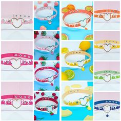 "Kawaii Fruit Choker Necklace, Cute Fruit Collar, Faux Leather Heart Choker, Customized Fruit Necklace Now you can customize your colorful fruit choker collar! Please read the steps below.   1. First step is picking your base choker color. You can pick a matching color to your fruit selection(s) or a fun contrasting color: -Pink -Hot Pink -Red -Orange -Yellow -Light Green -Light Blue -Navy Blue -Dark Blue -Light Purple -Purple -Black -Brown -Dark Brown -Beige -White -Silver Gray 2. Choose your big charm(these go on the sides) -No Charms -Peach -Peach Pit -Dragonfruit -Pink Strawberry -Red Strawberry -Watermelon -Cherry -Orange Slices -Lemon -Pineapple -Banana -Kiwi -Blueberry -Grape 3. Choose your drip color: -Clear Iridescent Glitter -White 4. Choose your sprinkles. This is extra fun beca Cute Multicolor Choker Gift, Cute Adjustable Heart Choker, Cute Adjustable Heart Shaped Choker, Leather Heart Choker, Kawaii Fruit, Peach Pit, Fruit Necklace, Leather Heart, Necklace Cute