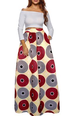 PRICES MAY VARY. 95% polyester+5% spandex. Feature:Plus size,elastic high waist,a-line,pull-on style,pocket on side Style:African floral print skirt,Ethnic style maxi skirt,Full length skirt,Vintage ankle length skirt This long skirt goes well with a cute tee shirt,casual blouse,crop top.Suit for Cocktail, Beach, Party, Casual, Vacation, Party, Club, Evening. Please check the size information before ordering. Size Information

Size S:Waist 25.60"-35.40";Length 40.00"

Size M:Waist 27.60"-37.40"; African Outfits For Women, Style Maxi Skirt, Crop Top Suit, Casual Maxi Skirt, Maxi Rock, Cocktail Beach, Printed Maxi Skirt, Blouse Crop Top, African Print Maxi Skirt