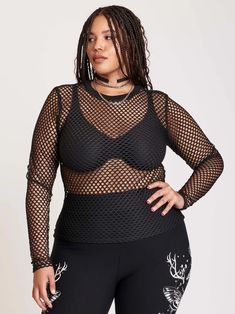 Fishnet Long Sleeve Top – Midnight Hour Fishnet Long Sleeve Top, Fishnet Top, Long Sleeve Tops, Plus Size, Wardrobe, Long Sleeve, How To Wear