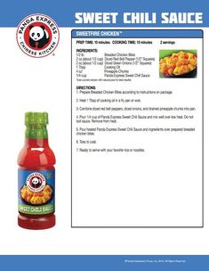 an advertisement for sweet chili sauce with instructions