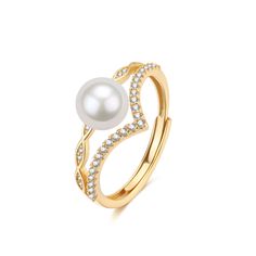 6-7mm Freshwater Pearl Ring Fans of delicate jewelry, this is the ring for you. This 6-7mm Freshwater Pearl & Simple Floral Ring from House of Pearls is perfect for special occasions. Its floral design of gold plated 925 sterling silver and luminous pearl makes it fit for any formal setting or everyday wear. Upgrade your accessory collection with this beautiful and timeless ring. This popular ring design features AAAA quality, round freshwater pearls measuring 6-7mm. Material: Freshwater Pearl w Gold Elegant Flower Ring For Promise, Elegant Gold Flower Ring With Round Band, Elegant Gold Flower Ring As Promise Ring, Elegant Open Flower Ring For Anniversary, Gold Plated Open Flower Ring For Anniversary, Classic Gold Plated Pearl Ring For Anniversary, Gold Plated Flower Ring For Anniversary, Elegant Gold Plated Crystal Ring For Anniversary, Elegant Gold Plated Diamond Ring For Anniversary