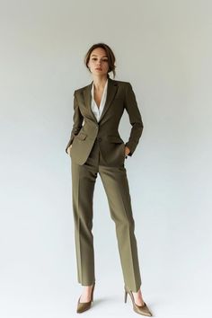 The Ali Tailoring Women's Two-Piece Suit is crafted from premium fabrics and imported materials, meticulously handcrafted by skilled tailors for a sophisticated and stylish look. Designed with extra margins for easy alterations, this suit offers versatility for both formal and casual occasions. Explore more styles in our 'Women's Suits' section. Package includes: Women's Blazer and Trousers. Customization available--just send us your measurements (in inches: Chest, Waist, Hip, Shoulder, Sleeve L Women’s Two Piece Suit, Sage Green Suits Women, Cocktail Party Suit For Women, Women's Suits Formal, Sage Suit Women, Suits For Short Height Women, Womens Fitted Suit, Olive Green Suit For Women, Elegant Green Formal Pantsuit