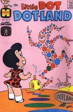 an old comic book cover with a little dotland character on the front and bottom