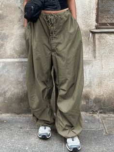 Low Waist Baggy Wide Leg Cargo Pants Size Friendly Low Waist Parachute Cargo Pants - AnotherChill Hip Hop Trousers, Y2k Cargo Pants, Street Punk, Y2k Pants, Baggy Cargo Pants, White Boho Dress, Y2k Clothes, Baggy Pants, Cargo Pants Women