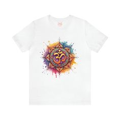 Introducing our latest innovation, the Unisex Jersey Short Sleeve Tee featuring the iconic Aum symbol with a vibrant paint splash design by DipaliZ. This classic tee is made from soft cotton and boasts a quality print that will make you fall in love with it over and over again. The ribbed knit collars provide a comfortable fit, while the tapered shoulders ensure a better fit over time. Plus, the dual side seams help maintain the garment's shape for longer. 100% Airlume combed and ringspun cotton Relaxed Fit Cotton T-shirt With Paint Splatter, Graphic Cotton T-shirt With Paint Splatter, Graphic Tee With Paint Splatter, Cotton Graphic Tee With Paint Splatter, Multicolor Short Sleeve T-shirt For Festivals, Paint Splatter Graphic Tee In Cotton, Relaxed Fit Crew Neck T-shirt With Paint Splatter, Relaxed Fit Paint Splatter Crew Neck T-shirt, Graphic Tee With Paint Splatter And Short Sleeves