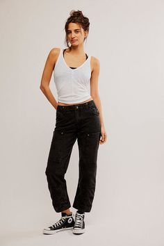 Embrace a sleek and streamlined look with the Supersonic Slim Pant in Black by Free People.This cool and cropped pant is a versatile staple for your wardrobe. These pants sit low on the hips for a trendy and edgy vibe. low rise waistline adjustable... Abercrombie Ultra High Rise Slim Straight, Bohemian Inspiration, Aesthetic People, Swim Fashion, Blank Nyc, Slim Pants, Basic Tops, We Wear, Denim Shop