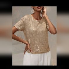 Women's Gold Sequined Blouse New In Boutique Sequined Blouse, Boutique Tops, Free Spirit, Blouses, Womens Tops, Boutique, Fast Delivery, Customer Support, Full Service