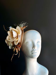 Crafted with intricate precision, the lifelike Magnolia petals and delicate details are a testament to the elegance of this sinamay fascinator hat. Its natural charm and beauty will have you looking like a true Southern belle, perfect for tea parties and Kentucky derby. Age Group/Gender - Adult/Women Size/Type - One size fits all adults Elegant Handmade Headpiece With Structured Crown, Elegant Flower-shaped Hair Accessories With Handmade Flowers, Elegant Flower Hair Accessories With Handmade Flowers, Elegant Handmade Flower Hair Accessories, Elegant Hair Accessories For Spring Ceremonies, Elegant Spring Ceremony Hair Accessories, Whimsical Flower-shaped Fascinator With Handmade Flowers, Whimsical Headpiece For Garden Party, Whimsical Adjustable Headpiece For Garden Party