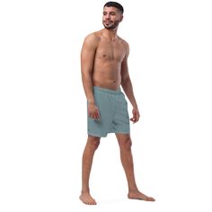 Stay cool and comfortable in our versatile swim trunks with quick-drying fabric, plenty of pockets, and a silky inner liner to prevent chafing. Color Match - Perfect for all skin tones • Fabric composition: (may vary by 5%) 91% recycled polyester, 9% spandex• Liner composition: 92% polyester, 8% spandex• Fabric weight (may vary by 5%): 5.13 oz/yd² (174 g/m²) • Four-way stretch water-repellent microfiber fabric• Anti-chafe mesh inner liner• Swim trunks with elastic waistband with drawcord• Mesh p Blue Swim Trunks, Mens Beach Shorts, Anti Chafing, Men Beach, Beach Swim, Beach Shorts, Slate Blue, Active Wear Tops, Spandex Fabric