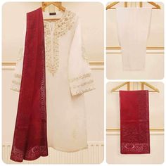 "3 Piece - Pure Raw Silk  Embroidered Suit S108719 Length: 46\" Pants Fabric : Raw Silk Dupatta Fabric : Organza" Embroidered Suit, Pants Fabric, Shalwar Kameez, Silk Dupatta, Embroidered Silk, Raw Silk, Dress Clothes For Women, Traditional Dresses, 3 Piece