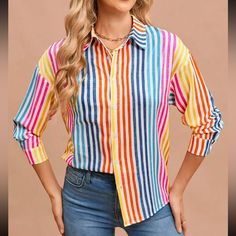 Ships In 5-6 Business Days [Buy Accordingly] 100% Polyester Tag Xs Fits 2, S Fits 4, M Fits 6, Tag L Fits 8/10, Tag Xl Fits 12. For Plus Sizes Clothing Tag 0xl Fits 12, 1xl Fits 14, 2xl Fits 16, 3xl Fits 18, 4xl Fits 20 We Carry A Vast Collection Of Winter Fall Summer Spring Boho Gypsy Hippie Beachy Crochet Maxi Dress Birthday Gift Resort Bohemian Preppy Girly Trendy Date Night Minimalist Y2k Cottagecore 90s 00s 70s Christmas Dress Thanksgiving Date Night Wedding Guest Boho Bridesmaid Date Night Multicolor Long Sleeve Shirt With Button Closure, Multicolor Long Sleeve Tops With Button Closure, Casual Multicolor Long Sleeve Shirt, Trendy Striped Blouse For Vacation, Multicolor Long Sleeve Shirt With Buttons, Trendy Striped Shirt For Vacation, Multicolor Button-up Top For Fall, Multicolor Buttoned Tops For Summer, Summer Multicolor Blouse With Buttons