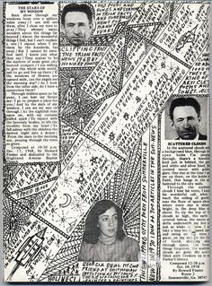 an old newspaper page with pictures of people and words on it, including the names of two