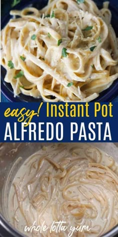 an image of easy instant pot alfredo pasta