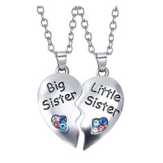 PRICES MAY VARY. Matching Sister Necklaces:Sisters know each other and are both best sister and best friend,this broken heart necklace for sisters is an excellent way to show your relationship Gifts for Sister:You can buy the relationship necklace,one for yourself and one for your sisters,to express your feelings and make your sisters think of you every time they see this half heart necklace Big Lil Sister Gifts:This sibling necklace for 2 is simple but meaningful, buying it for your sister to r Multicolor Jewelry For Best Friend's Mother's Day Gift, Personalized Multicolor Necklaces For Best Friend, Multicolor Charm Necklace For Mother's Day And Birthday, Multicolor Charm Necklace For Mother's Day And Birthdays, Multicolor Charm Necklace For Birthday And Mother's Day, Personalized Multicolor Charm Necklaces For Valentine's Day, Personalized Multicolor Charm Necklace For Valentine's Day, Matching Heart Necklaces, Personalized Heart Jewelry