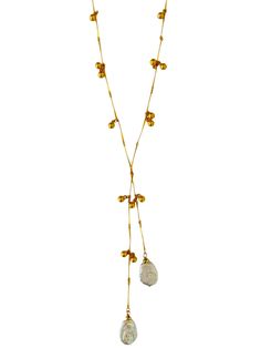 Elevate your style with this exquisite handmade gold lariat necklace, featuring two stunning freshwater baroque cultured pearls. The pearls hang gracefully at each end of the lariat, adding an elegant and unique touch to the piece. The gold-plated brass chain is adorned with delicate gold balls, enhancing its luxurious feel. Whether worn for a special occasion or as an everyday statement piece, this necklace offers versatility and sophistication. Pearls are unique and may differ in size and shape than the photo Gold Lariat Long Necklace, Adjustable Pearl Pendant Lariat Necklace, Gold Baroque Pearl Lariat Necklace, Adjustable Pearl Lariat Drop Necklace, Pearl Lariat Necklace With Adjustable Chain, Gold Bohemian Jewelry With Adjustable Baroque Pearl Chain, Adjustable Dangle Lariat Necklace With Pearl Pendant, Baroque Pearl Lariat Necklace With Pearl Charm, Adjustable Lariat Necklace With Pearl Drop