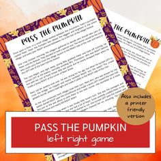 pass the pumpkin left right game for kids