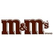 the logo for m & m's brand, which is brown and has letters on it